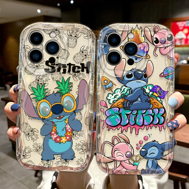 Disney Stitch LOVE For Apple iPhone 15 14 13 12 11 XS XR X Pro Max Plus Wave Oil Funda Cover Phone Case