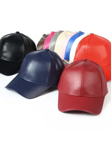 1PC Unisex Solid Men Women Baseball Cap PU Leather HIP HOP Snapback Caps Hats for Men Baseball Caps Black Adjustable Hat