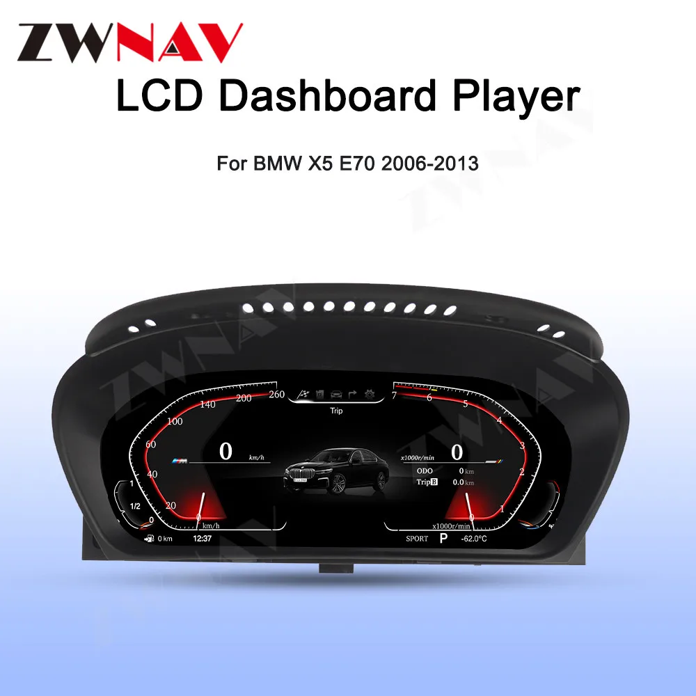 12.3 "1080P HD Digital Cluster Virtual Cockpit Car Multimedia Player per BMW X5 E70 X6 E71 2007-2013 schermo del misuratore di velocità del cruscotto