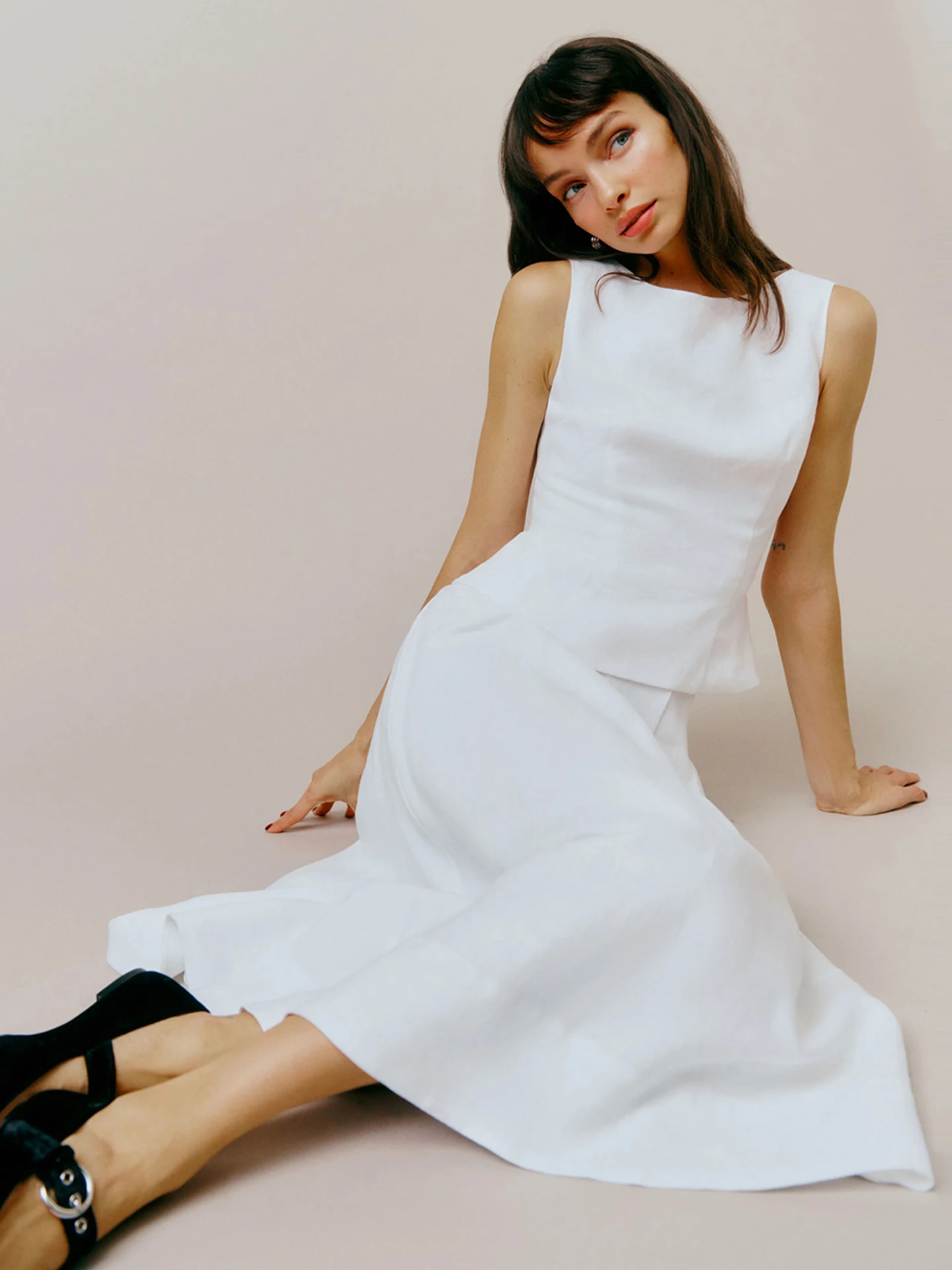 

Реформационный льняной комплект Dr Set, женский летний костюм из двух предметов Ele Sle, тихой, дышащий, удобный, французский Sle