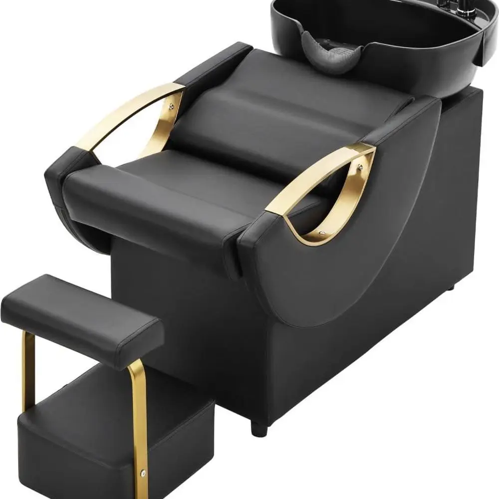 

Комбинация чаши для шампуня и стула из АБС-пластика для парикмахерских и салонов с независимой подставкой для ног