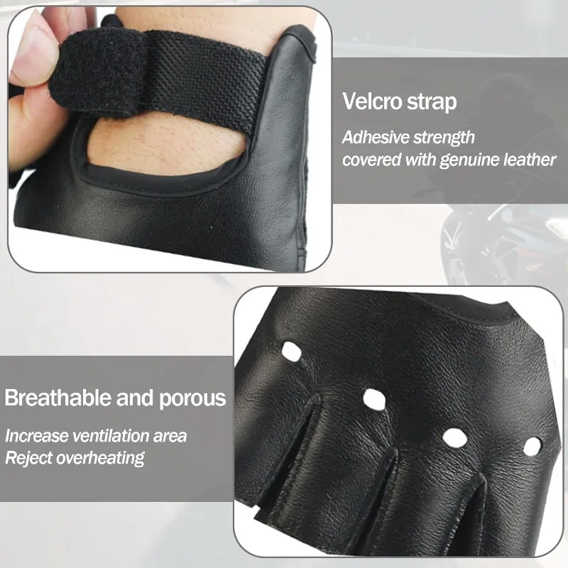 قفازات شتوية دافئة بدون أصابع للجنسين - تصميم أسود من جلد البولي يوريثان، عصرية للقيادة، قفازات على طراز الروك وركوب الدراجات