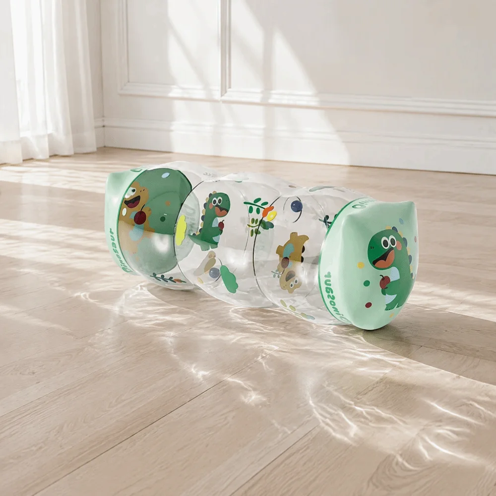 Inflatable Crawling Roller Toy Foldable Lightweight Infant Tummy Time Roller Montessori Educational Rolling Rattle view 2