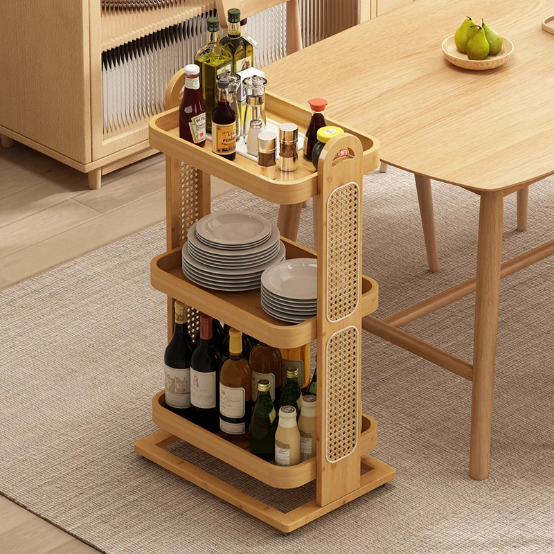 Living Room Sofa Side Table Small Coffee Table Movable Side Cabinet Storage Rack Snack Organizer