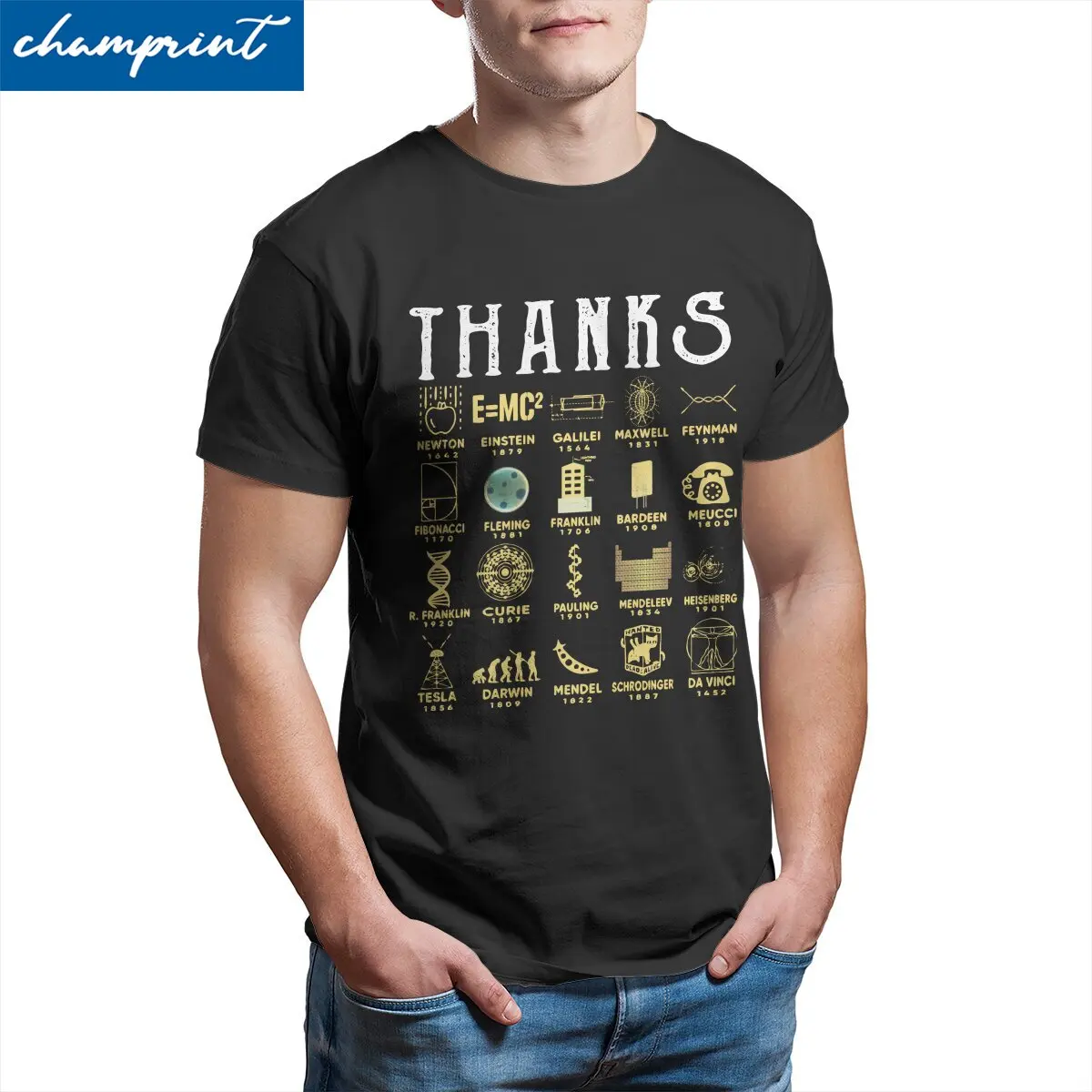 Thanks Scientists Science T-Shirt for Men Chemistry Physics Math Funny Pure Cotton Tee Shirt Short Sleeve T Shirt Plus Size Tops