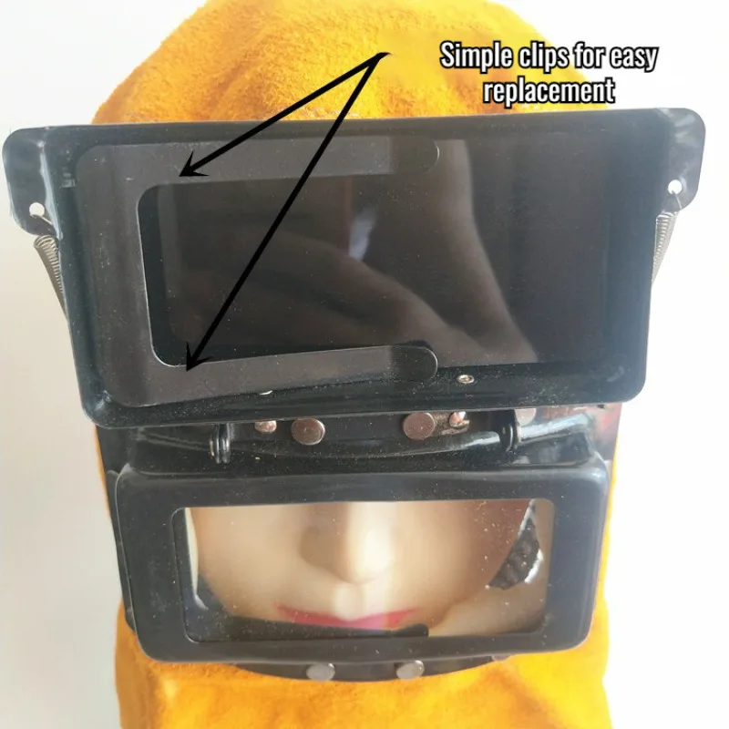 Dimming welding mask two-layer cowhide pipe welding cap glass hood head-mounted welding protective m