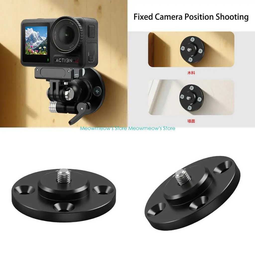 W91A 1/4 비디오 블로깅 장비 및 데스크탑 장치 설치 용 알루미늄 합금 장착 플랫폼 고정 기반