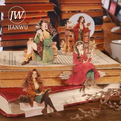 JIANWU serie de vida romántica, Material de paisajismo de personajes Vintage, Collage de mascotas, pegatina creativa, diario de bricolaje, papelería