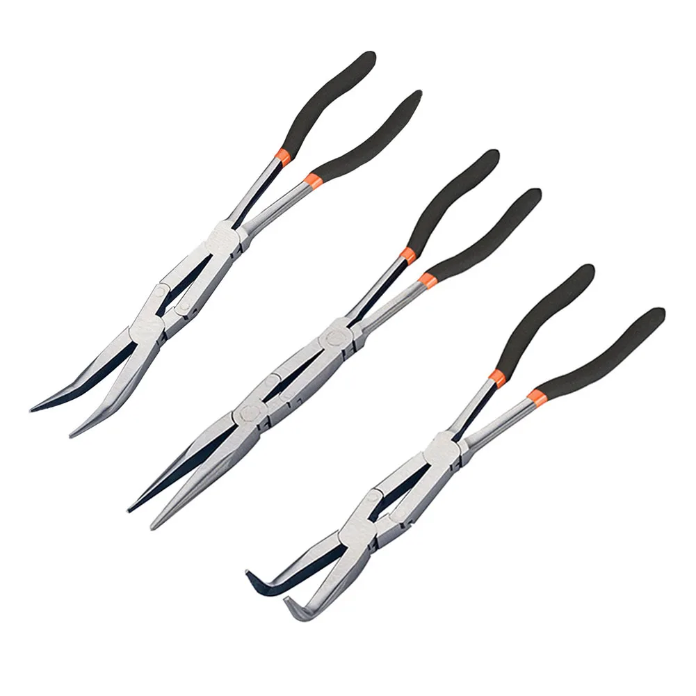 13Inch Extra Double Long Nose Pliers Cable Puller Needle Nose Pliers 45° 90° 0 Degree Featuring A Double Rivet Design