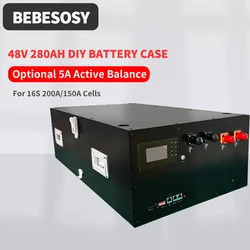 48V DIY Battery Kit 280AH Battery Case 16S Cell Optional 5A Active Balance 150A 200A Work with Inverter APP Software CAN RS485