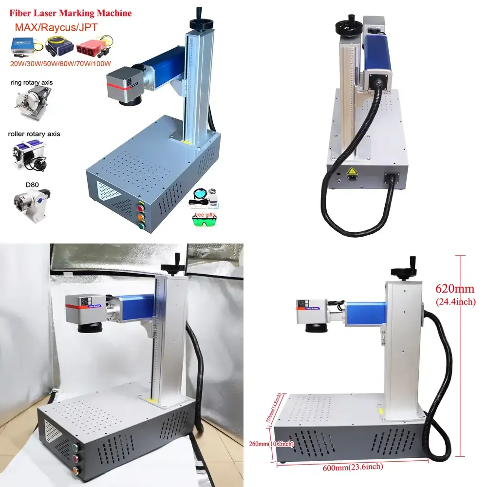 Máquina de grabado láser de fibra para marcado profundo en metal, tazas, anillos y joyería, 100W 60W 30W 20W MOPA JPT M7 para LightBurn EzCAD