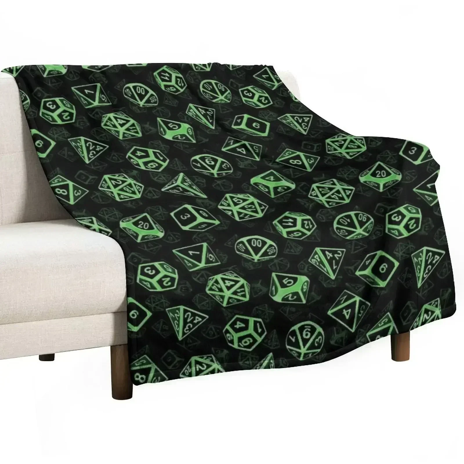 

D20 Dice Set Pattern (Green) Throw Blanket For Baby Hairy Blankets