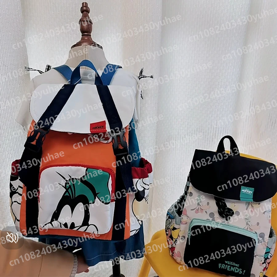 

Disney Mickey Mouse Goofy Drawstring Printed Children Double Backpack Fashion Popular Desgin Boys Girls Shoulder Bag Kids Bags