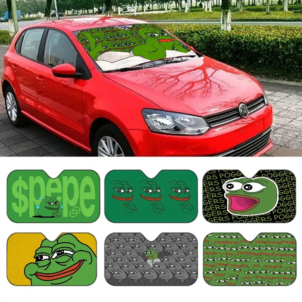 

Internet Meme Sad Pepe The Frog Sunshade Windscreen 3D Film Plaid Gift Novelty Car Front Window Visor 70x130cm Sun Visor