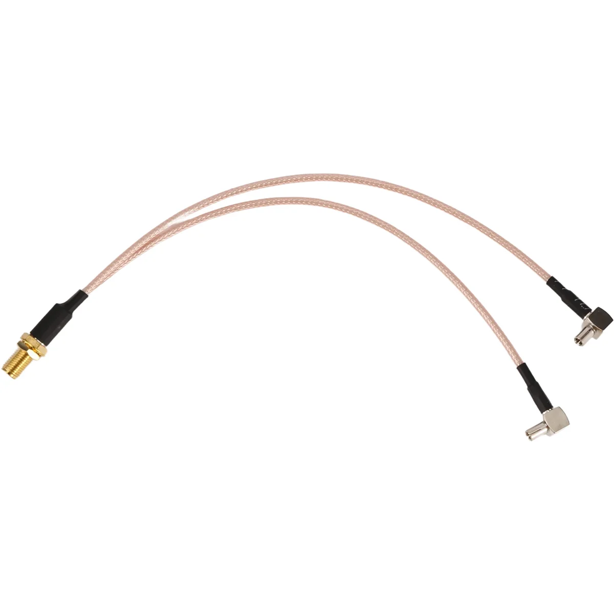 Y31A 8 inch SMA Female to Y type 2 X TS9 Angle Male Connector Splitter Combiner Cable,gold&silver