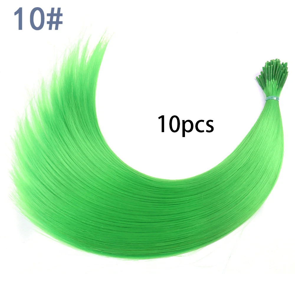 Synthetisch gekleurde I-Tip Stick Hair Extensions Steil haar 16 inch voor vrouwen Hoge temperatuur 10 strengen/pakkleuren