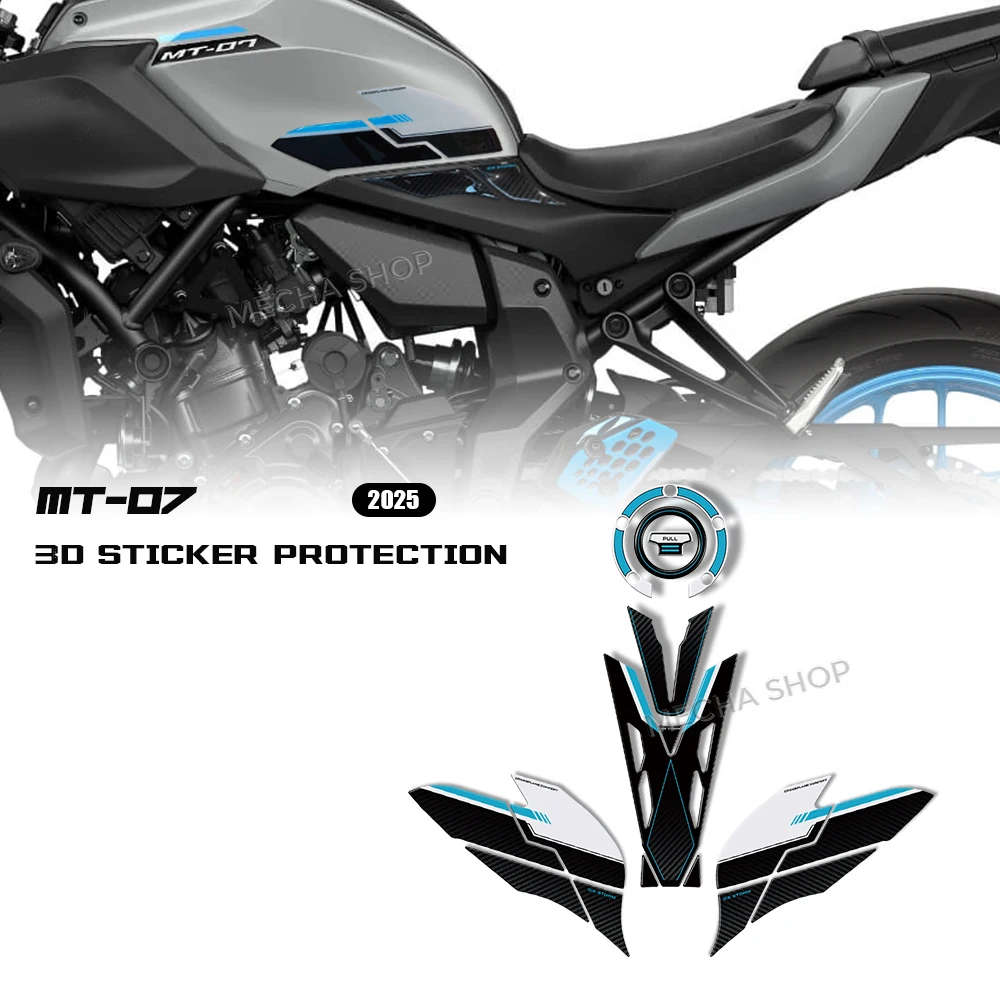 

3D Resin Sticker Protection Kit Tank Mat Decal For MT-07 MT 07 2025 Ice Storm