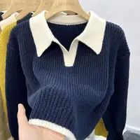 Sweater Knitted Sweater POLO Autumn Winter Korean Edition New Lazy Style Soft Glutinous Outer Loose Small Bottom Casual Top 4