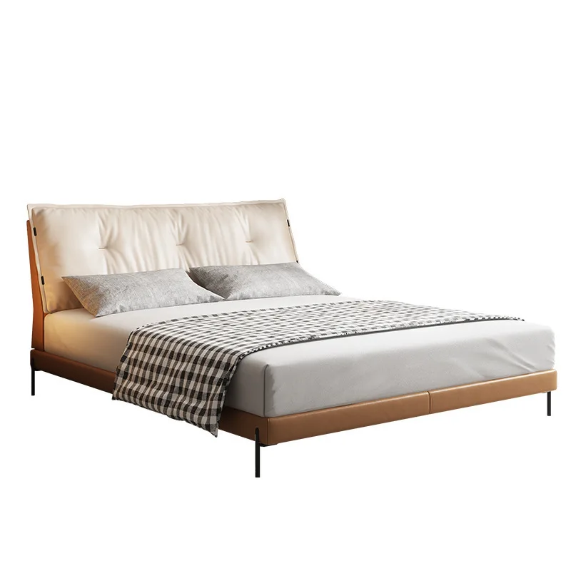 

Light luxury, modern, simple, master bedroom, leather bed, Nordic Internet celebrity double, storage, soft bag