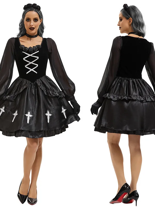 

Gothic Sle loween Costume Bride k Theme Little Devil Witch Women's Clothing Set Student School orm