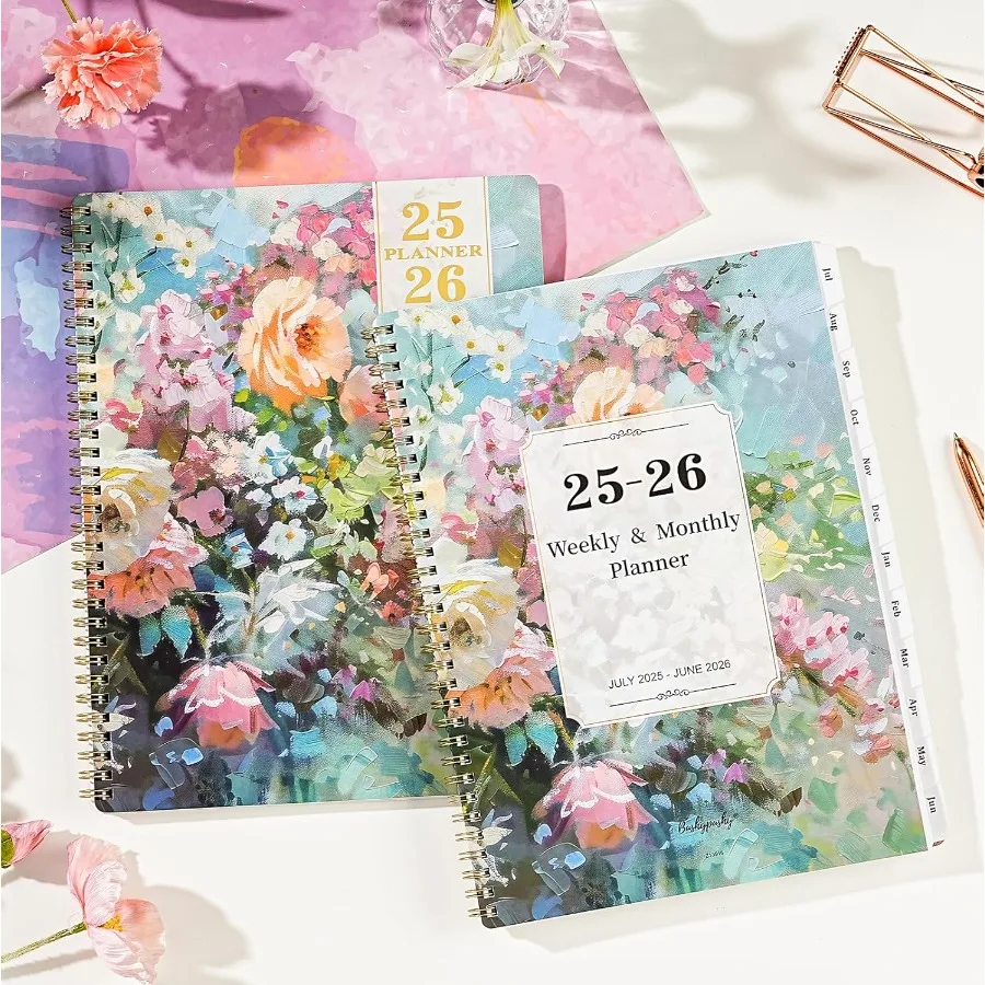 20252026 مخطط أكاديمي 8.5 بوصة × 11 بوصة يوليو 2025 يونيو 2026 غلاف ورقي سميك أسبوعي وشهري 12 علامة تبويب شهرية TwinWire Bind #2