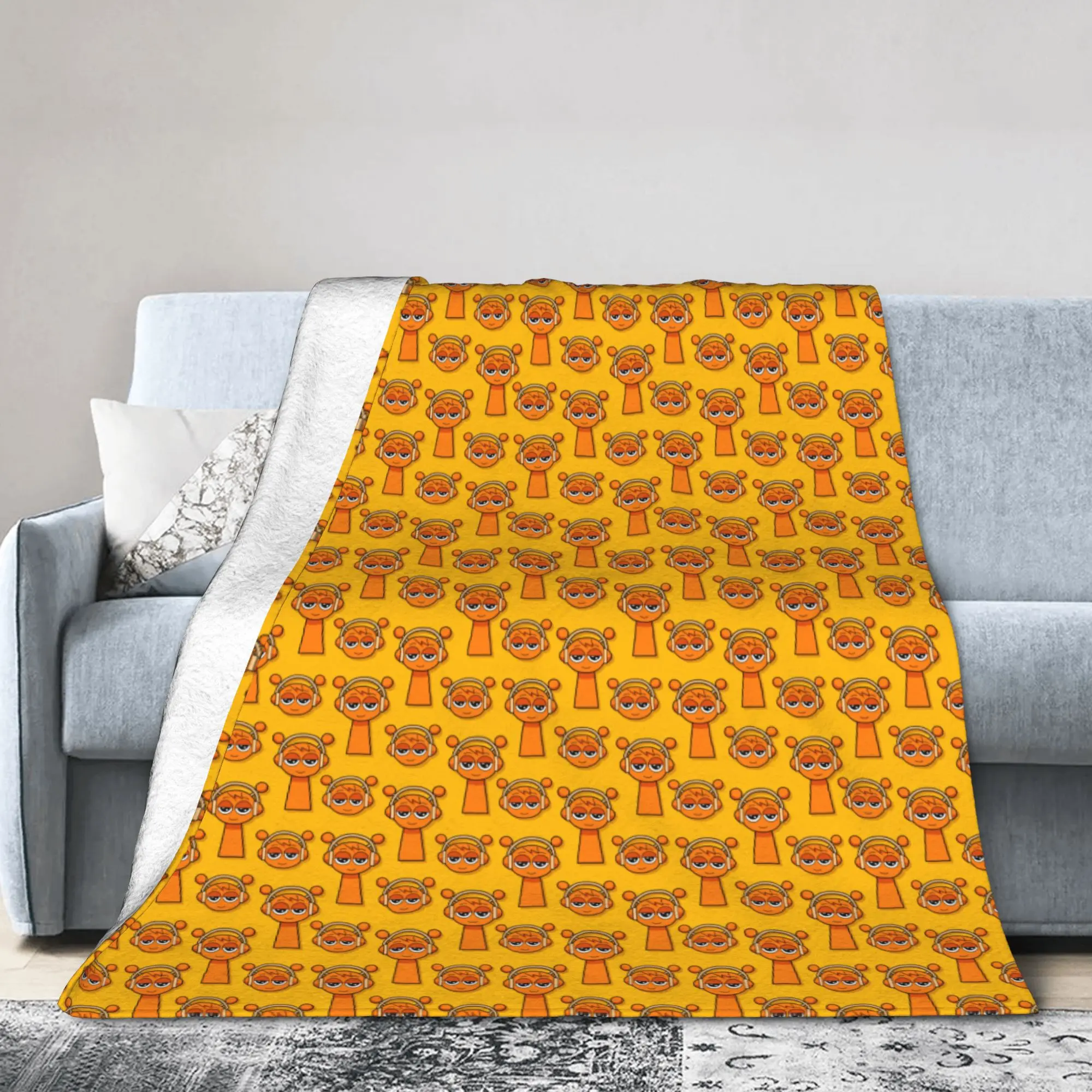 Cartoon Sprunkis Game Blankets Flannel Textile Decor  Multi-function Super Warm Throw Blanket for Bed Travel Bedspread