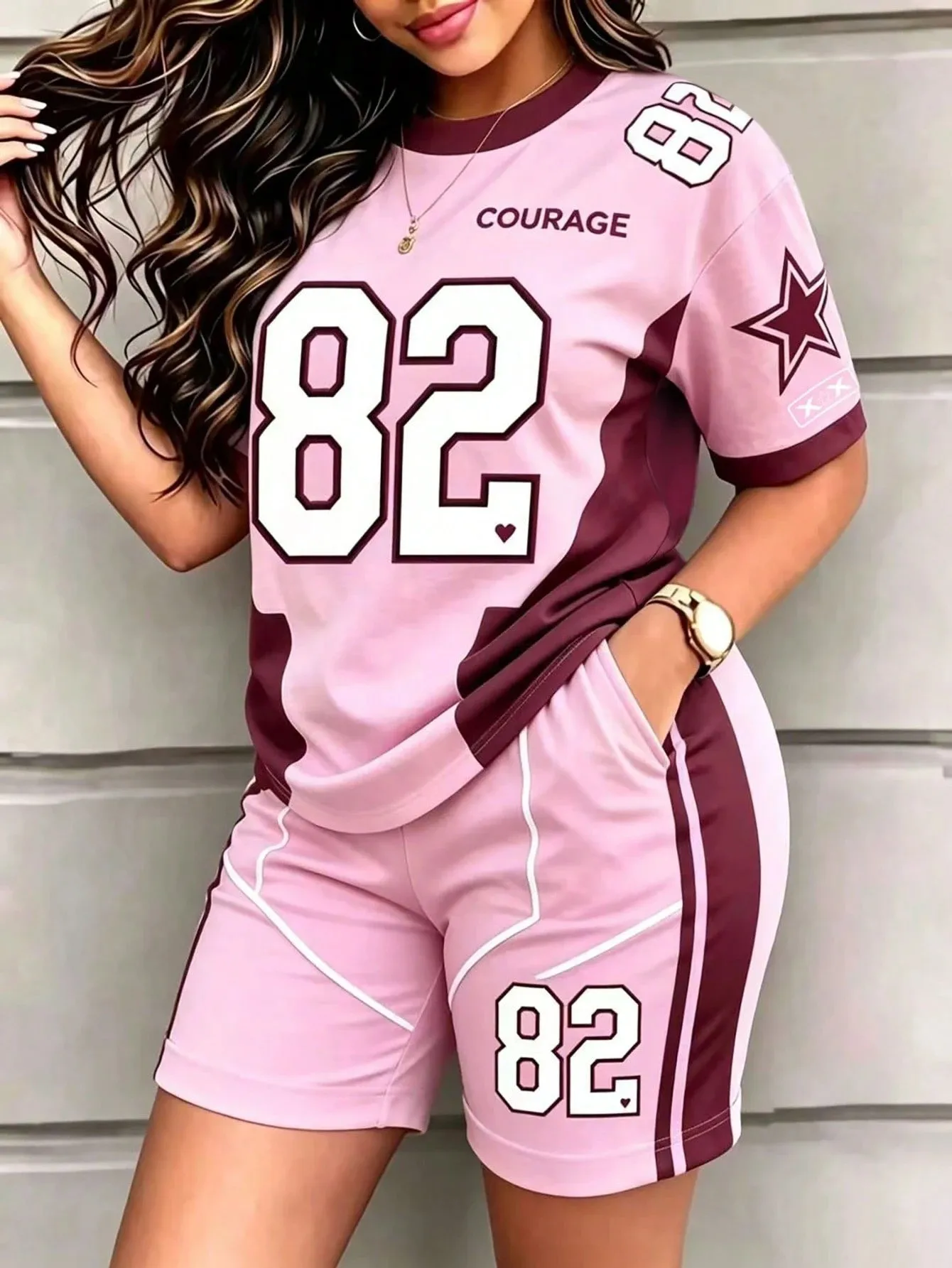2026 Summer popular street sports casual fashionable 3D digital pattern printed women's short-sleeved suit