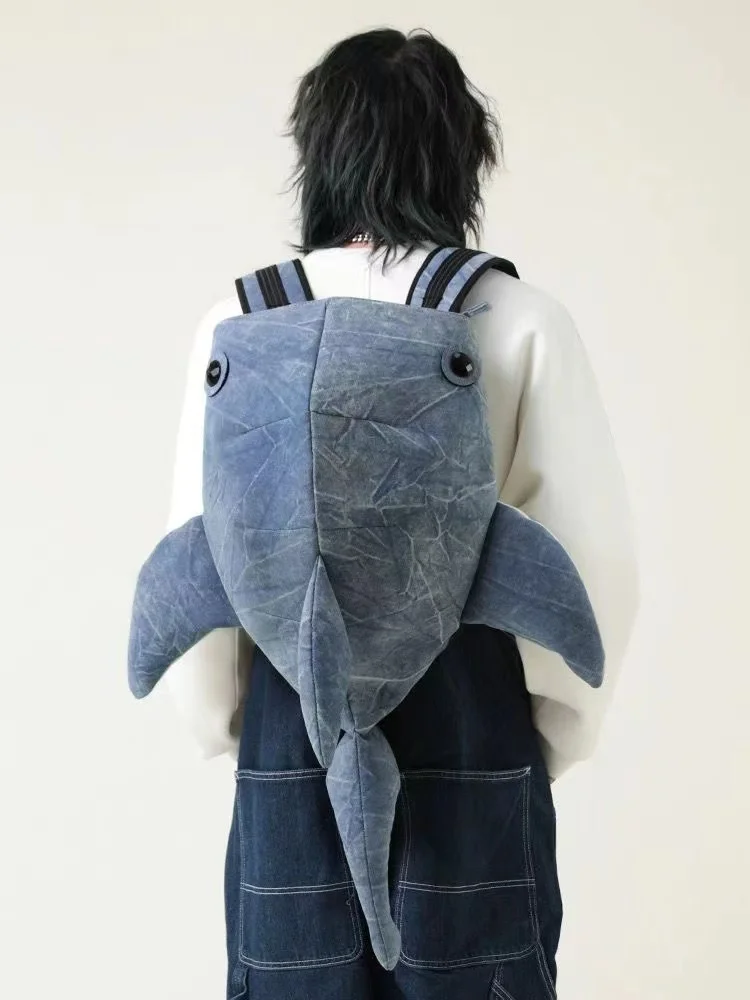 2024 new casual the wild animal big shark backpack moto bag fashion versatile unisex