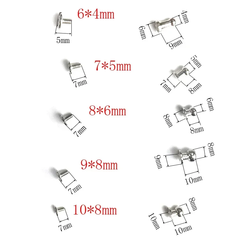 10 Sets Round Knob Rivets 4-8mm Copper Round Head Rivets Buckle Tack Cloth Button Bag Leather Crafts Hardware Accessories