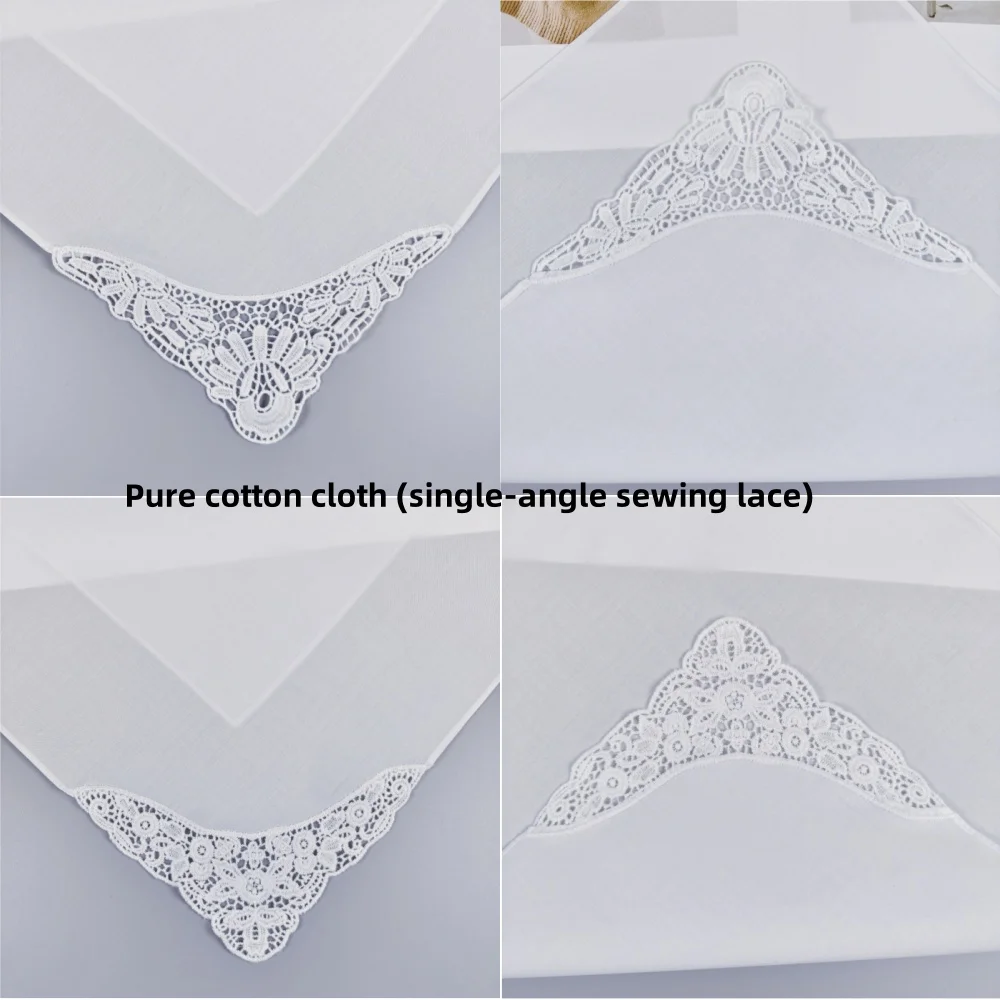 35CM/13,7 Zoll reinweißes, hochdichtes Baumwoll-Spitzen-Taschentuch für Brautjungfernkleider, Hochzeitsdekoration, 2 Stück in der Packung. – Detail 7