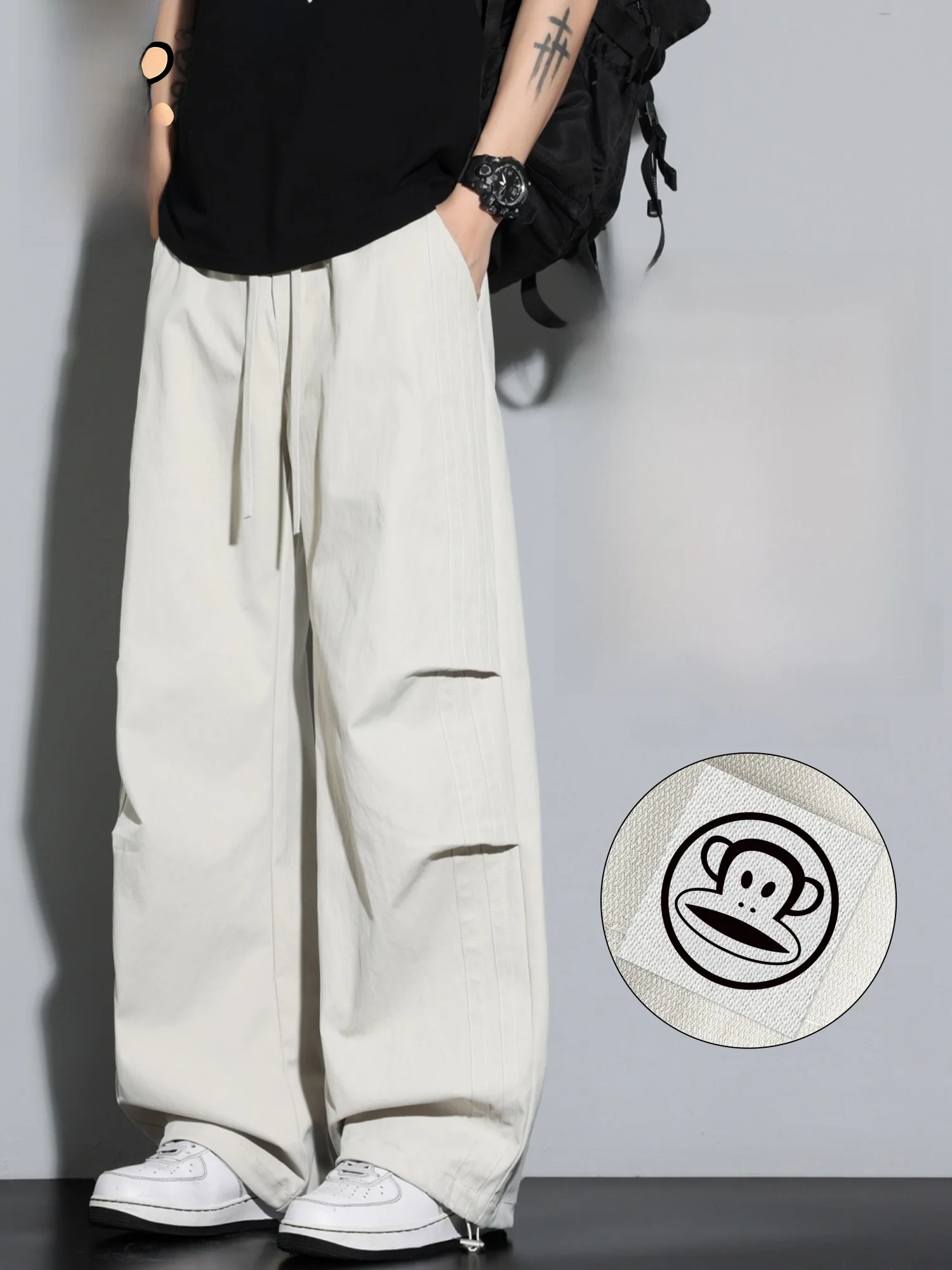 

Мужские повседневные брюки Paul Frank свободного прямого кроя в стиле милитари, весенние, модные, брендовые, из полиэстера, не мнущиеся