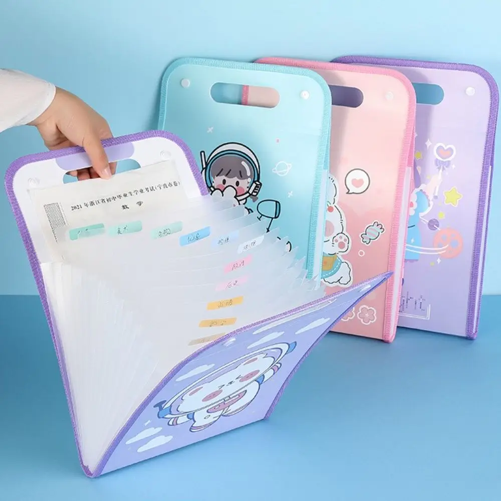 Portable 13 Pocket Large Capacity Paper Folder Briefcases A4 File Folder Document Organiser Document Bag Organ Box