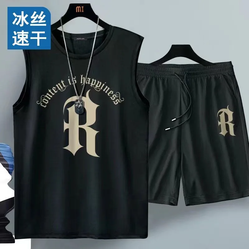 Męskie szybkoschnące spodnie Letnie spodenki do koszykówki Siłownia T-shirt z krótkim rękawem Zestaw szortów Dresy Męskie Casual Odzież męska Joggery