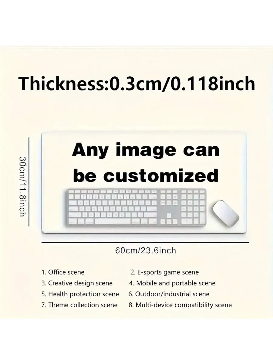 Customizable Rectangular Mouse Pad With Thick Rubber Base Anti-Slip For Office Gaming Laptop Keyboard