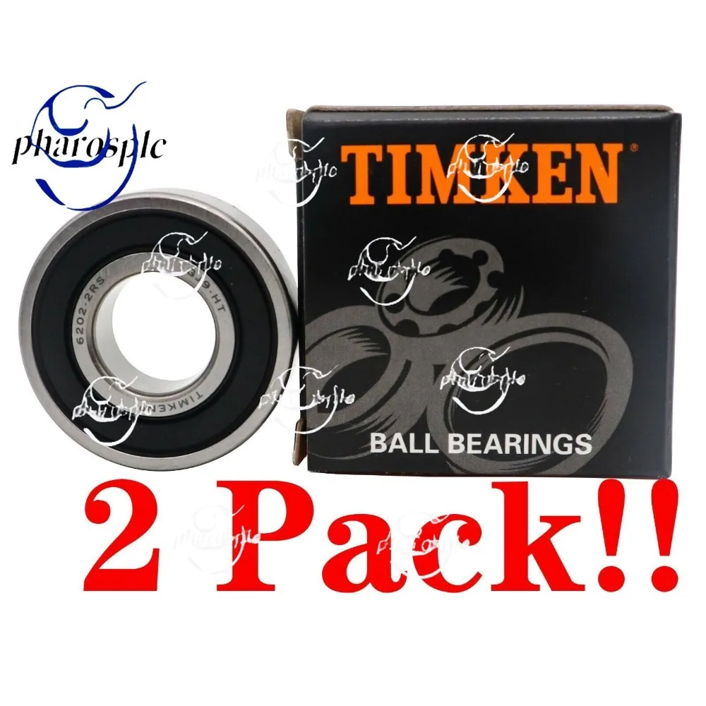 

(2 PACK) TIMKEN 6202-2RS 15X35X11MM Double Rubber Seal Ball Bearings