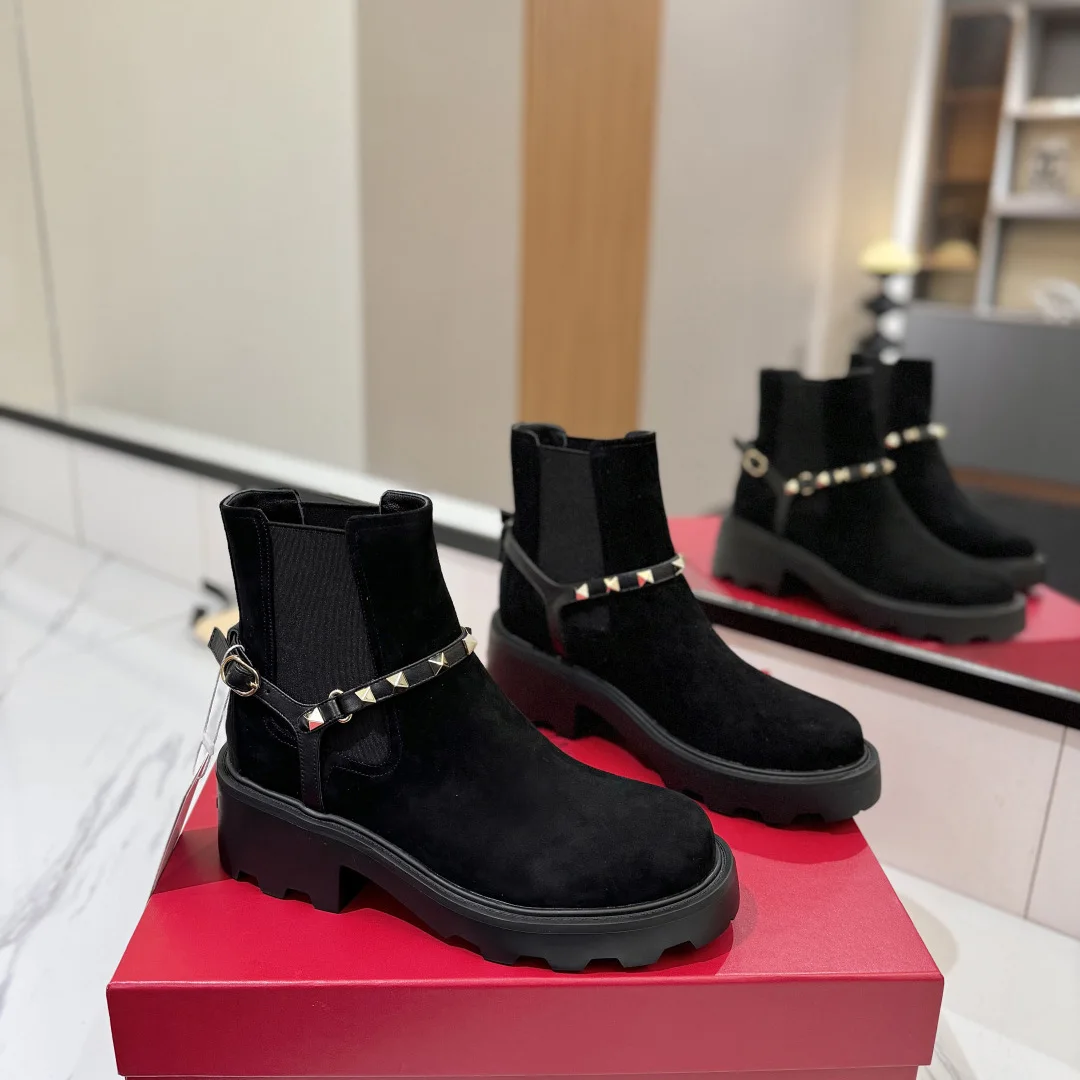 جديد إمرأة حذاء من الجلد جلد طبيعي سميكة وحيد برشام حذاء من الجلد لوكس تصميم جولة تو سميكة وحيد جلد البقر المواد حجم 35-40 #1