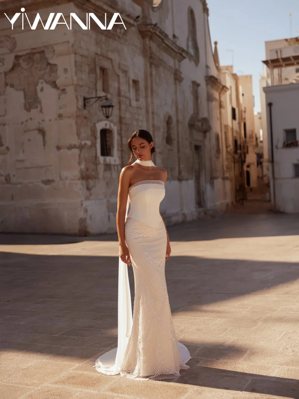 

С корсетом, расшитое бисером свадебное платье русалки длиной до пола, мечтательное свадебное платье без бретелек, новые изысканные платья по индивидуальному заказу для невесты