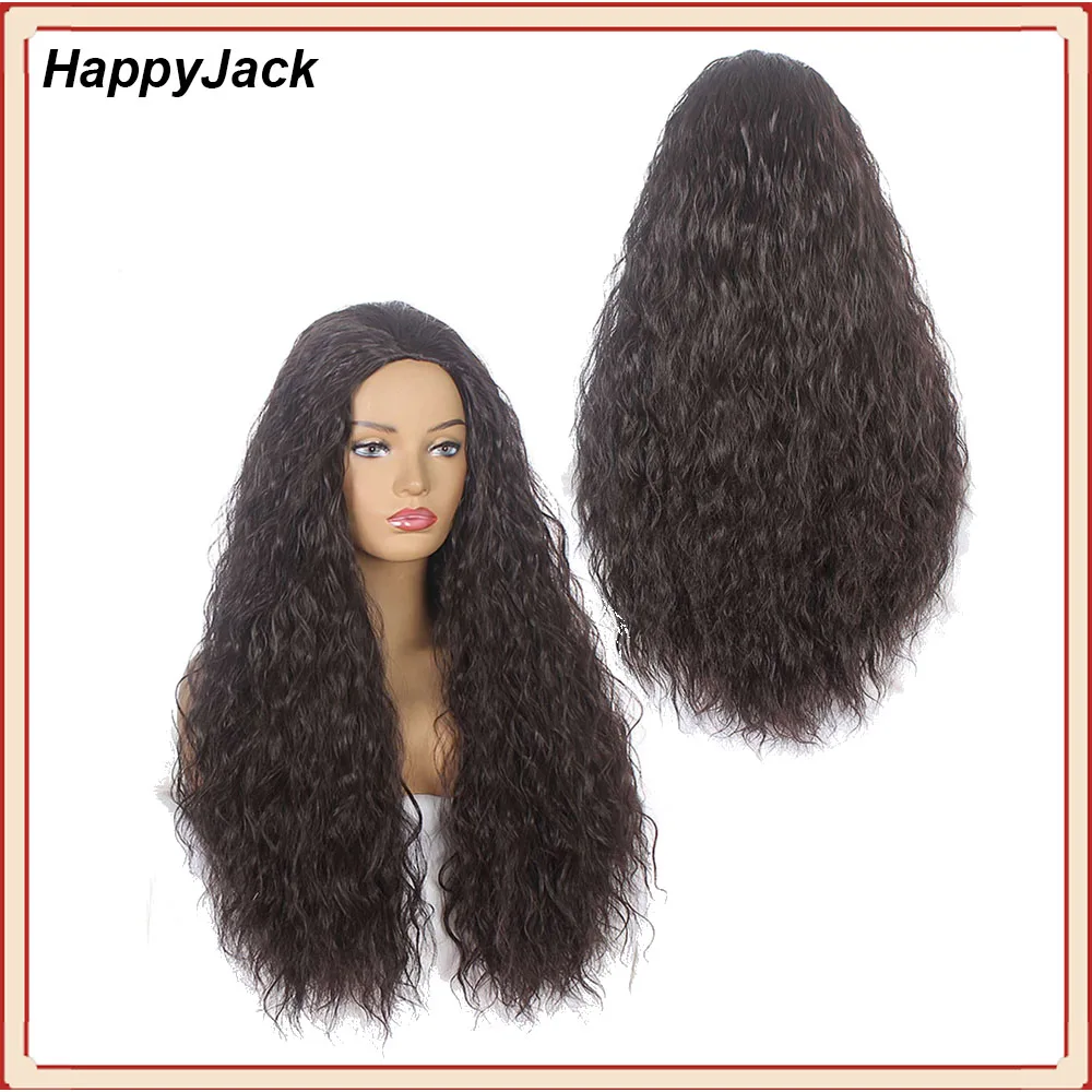 Adult Women Moana Cosplay Wigs Cartoon Halloween Party Movie Roleplay Wig Headwear Heat Resistant Synthetic Hair Props