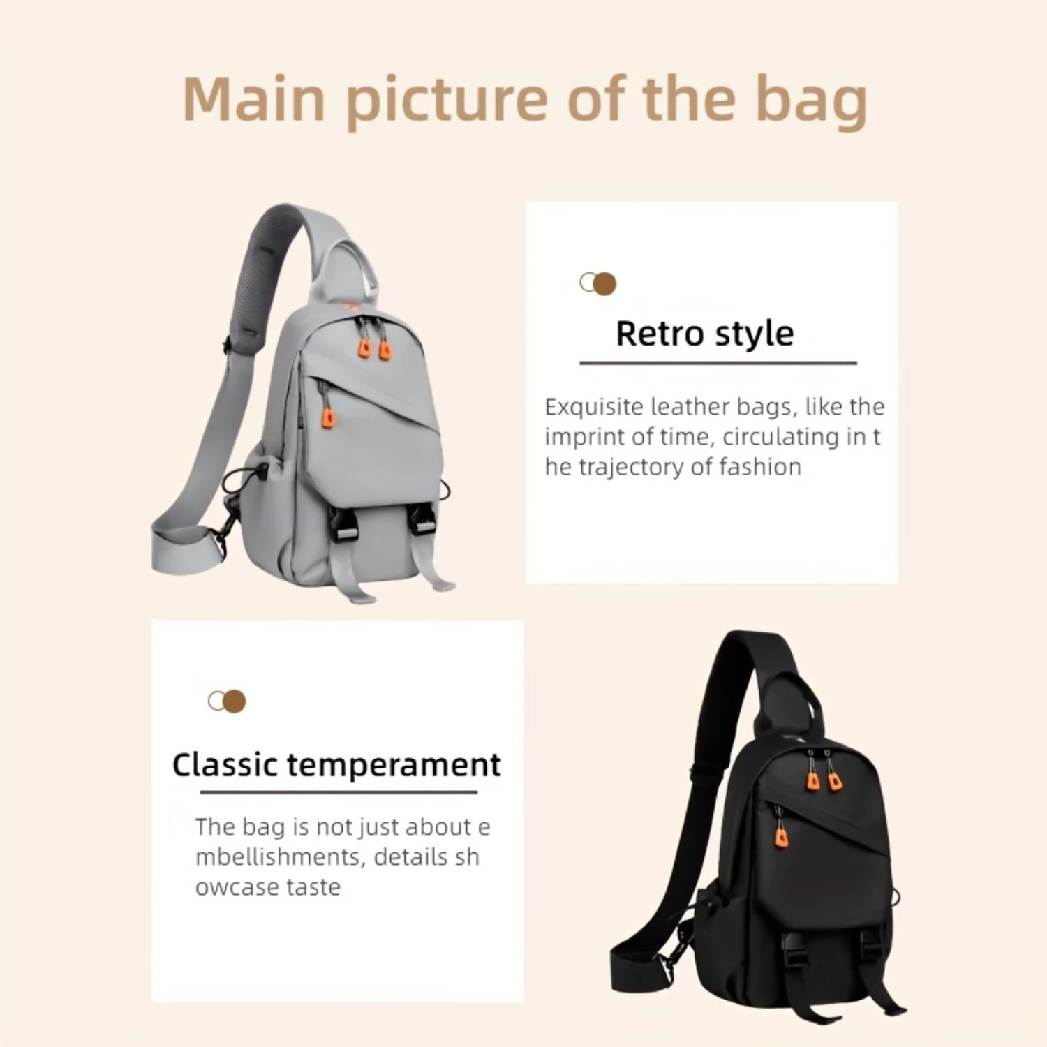 Casual boy crossbody bag wallet, shoulder bag, simple, fashionable and durable backpack, multifunctional commuting handbag, outd