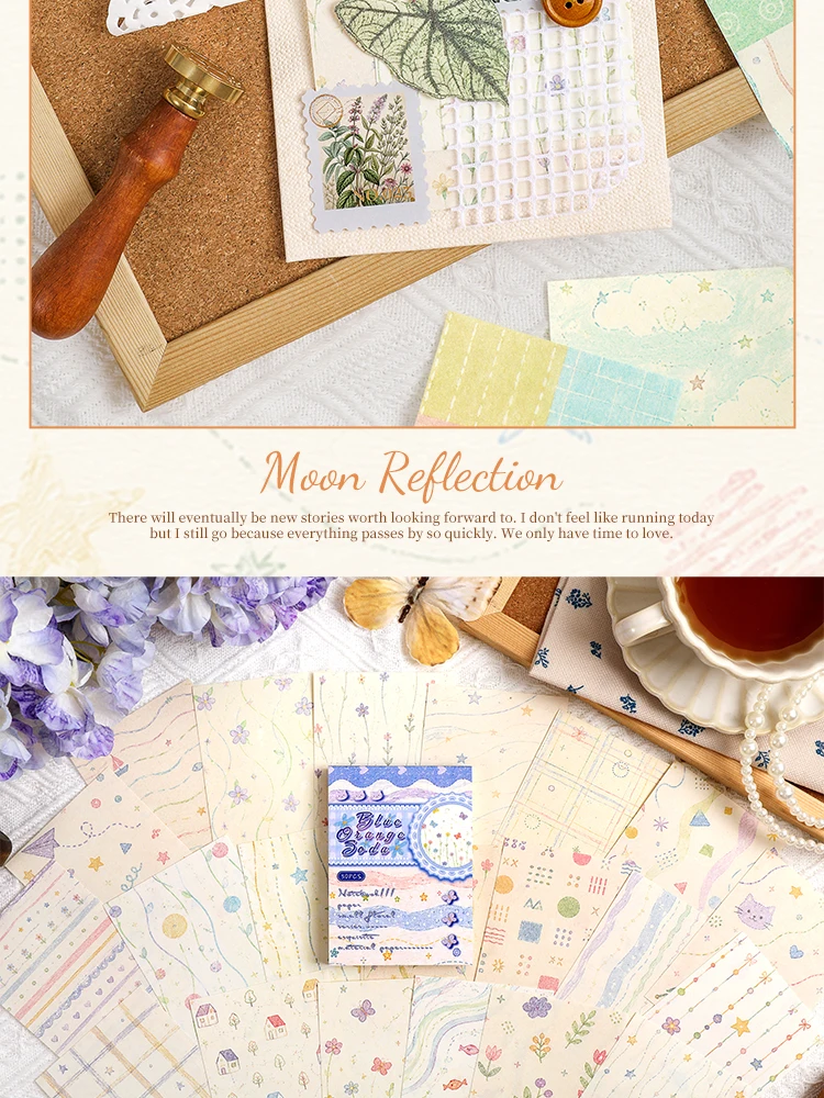 Journal GO 50 Stück Niedliches gemustertes Scrapbook-Papier mit Blumen- und Sternmotiven, dekorative Blätter für Junk Journals, Planer, Scrapbooking & Bastelarbeiten – Detail 11