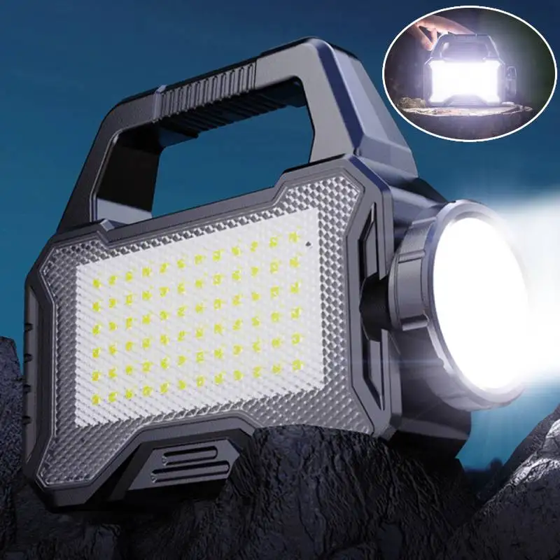 كشاف LED محمول يعمل بالطاقة الشمسية، فانوس طوارئ قوي، مصباح كشاف طويل المدى خارجي، مصباح عمل فائق السطوع مقاوم للماء #2
