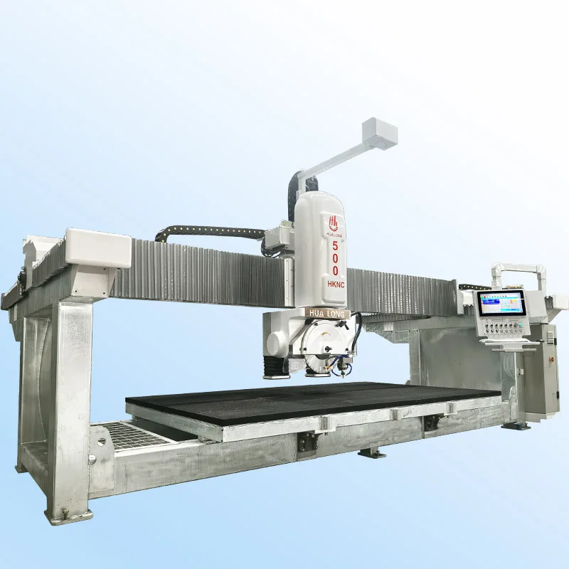 HUALONG Stone Machinery HKNC-500+ Multifunctional 5 Axis Cnc Router Bridge Saw Granite Marble Stone Cutting Machine with Milling