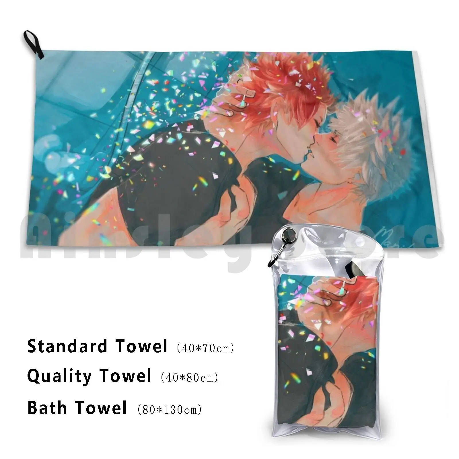 Kiss Custom Towel Bath Towel Kiribaku Bakushina Bakugou Bnha Mha Katsuki Bakugo Kirishima Kirishima Eijirou