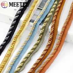 2/6/12M Meetee 6mm Two-color Lace Rope Trim Decorative Strap Webbing Cord for Sofa Curtain Sewing Handmade Material Accessories