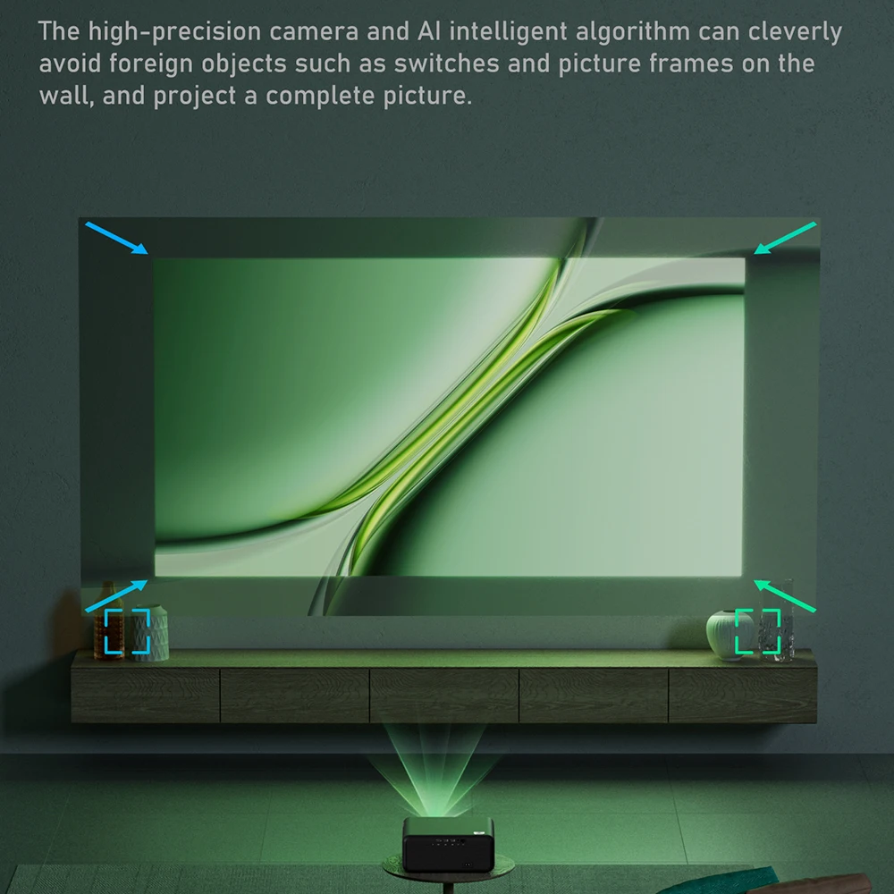 P60 150-inch Smart Projector 4K 1080P WIFI 6 BT5 600 ANSI Lumens Auto Keystone Correction Focus Home Outdoor Portable Projector