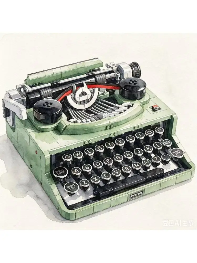 2079-teiliges, grenzübergreifend kompatibles Bausteinset, Retro-Schreibmaschine, Modellbausatz 24312, Geburtstagsgeschenk