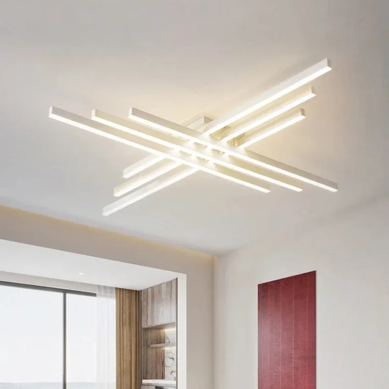 Imagem -02 - Nordic Minimalista Criativo Led Lâmpada do Teto Lustre Preto Lâmpadas de Quarto Quadrado Strip Lights para Sala de Estar