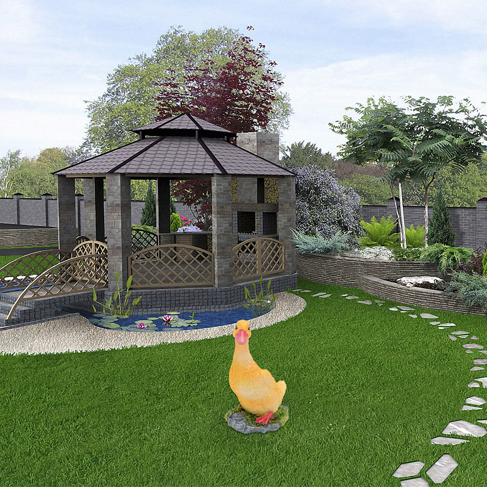 

1 шт. Имитация утки, уличный садовый декор, реалистичное украшение для сада, фонтана, креативный декор для двора из смолы