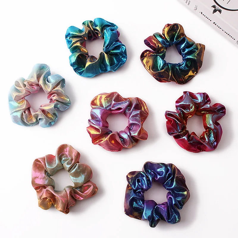 10 stücke glänzende metallische Haar gummis Haar Meerjungfrau Gummibänder Haar bänder Haar gummi Pferdes chwanz Halter Zubehör für Frauen Mädchen – Detail 8