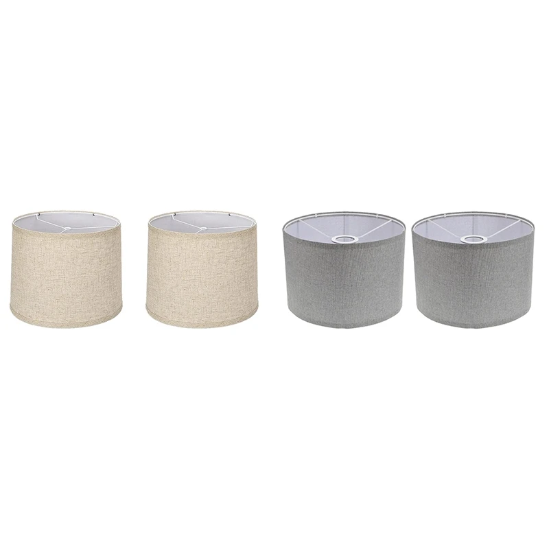 2PCS Lamp Shades Natural Linen Lampshades High Replacement Fabric Lampshades For Table Lamp